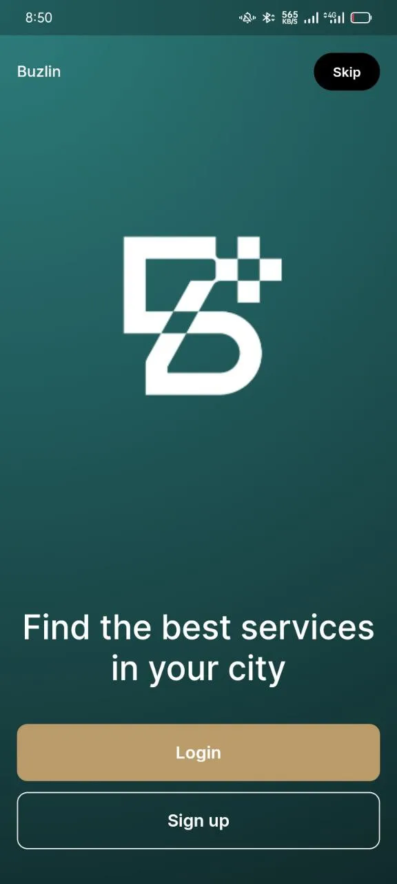 Welcome screen: find the best services in your city